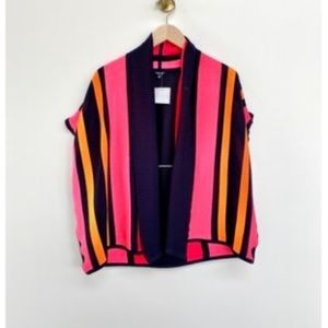 Misook Open Front Striped Dolman Cardigan